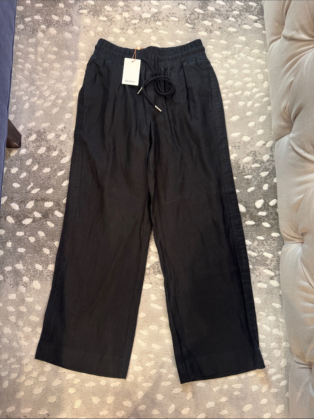 Quince Black Relaxed Drawstring Ankle Pants